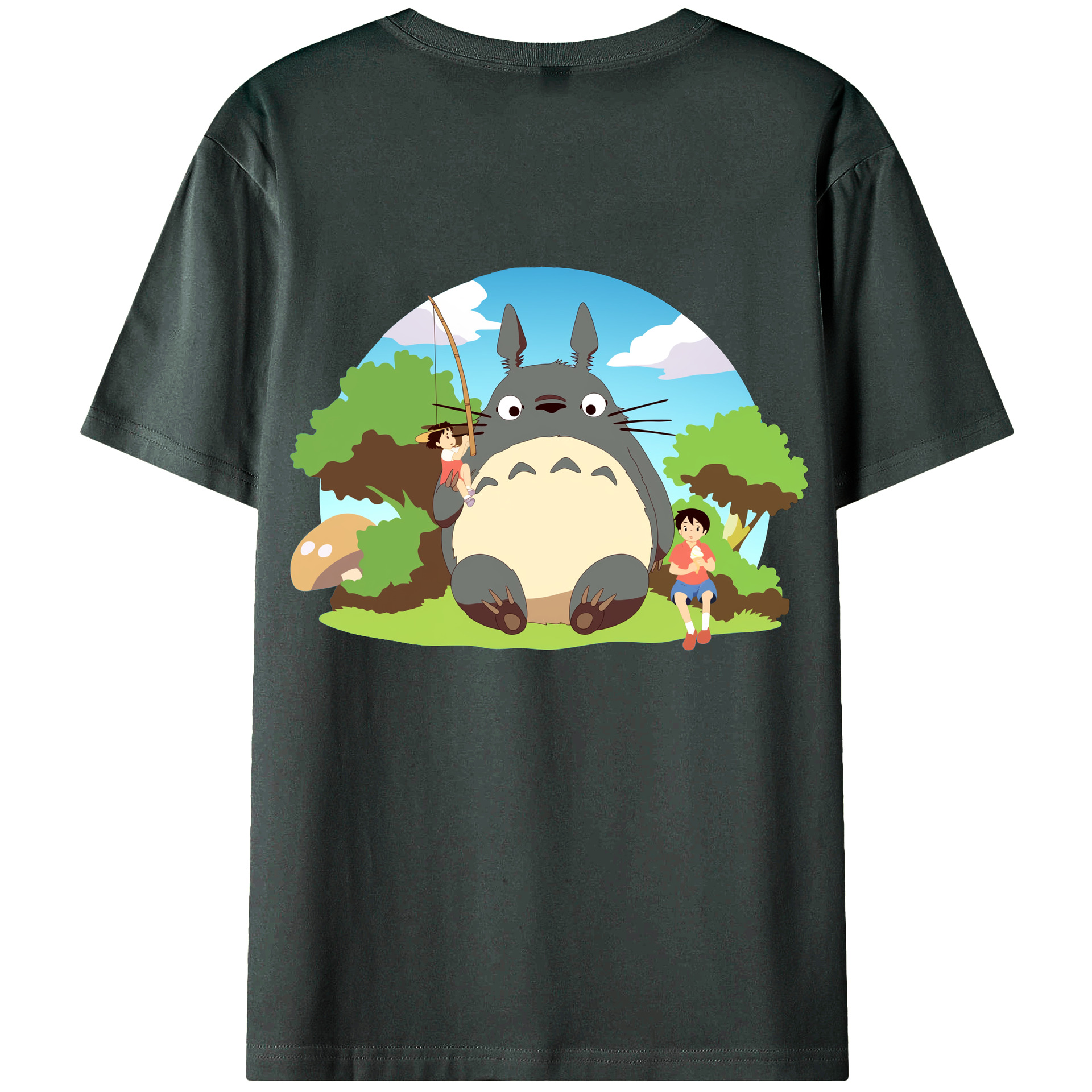 （画像用） となりのトトロ 草壁メイ 草壁サツキ My Neighbor Totoro Satsuki Kusakabe Mei Kusakabe 綿100％ メンズ半袖Tシャツ（バックプリント） 通気性